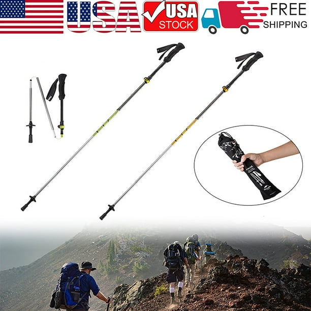 Tri-Fold Aluminum Trekking Poles Walking Hiking Climbing Alpenstock antishock Tri-Fold Aluminum Trekking Poles Walking Hiking Climbing Alpenstock antishock